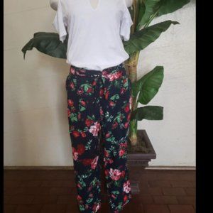 Navy Floral Trouser NWOT